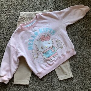Hello Kitty by Sanrio Pink Sweatshirt (3T) w Beige Pants (4) fit like 3 Preloved